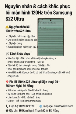 Nguyên nhân & cách khắc phục lỗi màn hình 120Hz trên Samsung S22 Ultra
