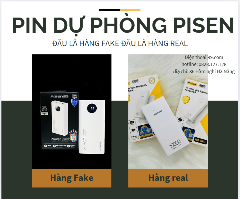 Sạc dự phòng Pisen thật và giả khác nhau thế nào? Cách kiểm tra nhanh