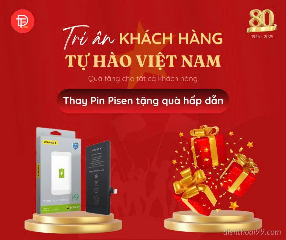 Ưu Đãi Đặc Biệt 2/9: Tặng Áo Mưa Khi Thay Pin Tại Điện Thoại 99