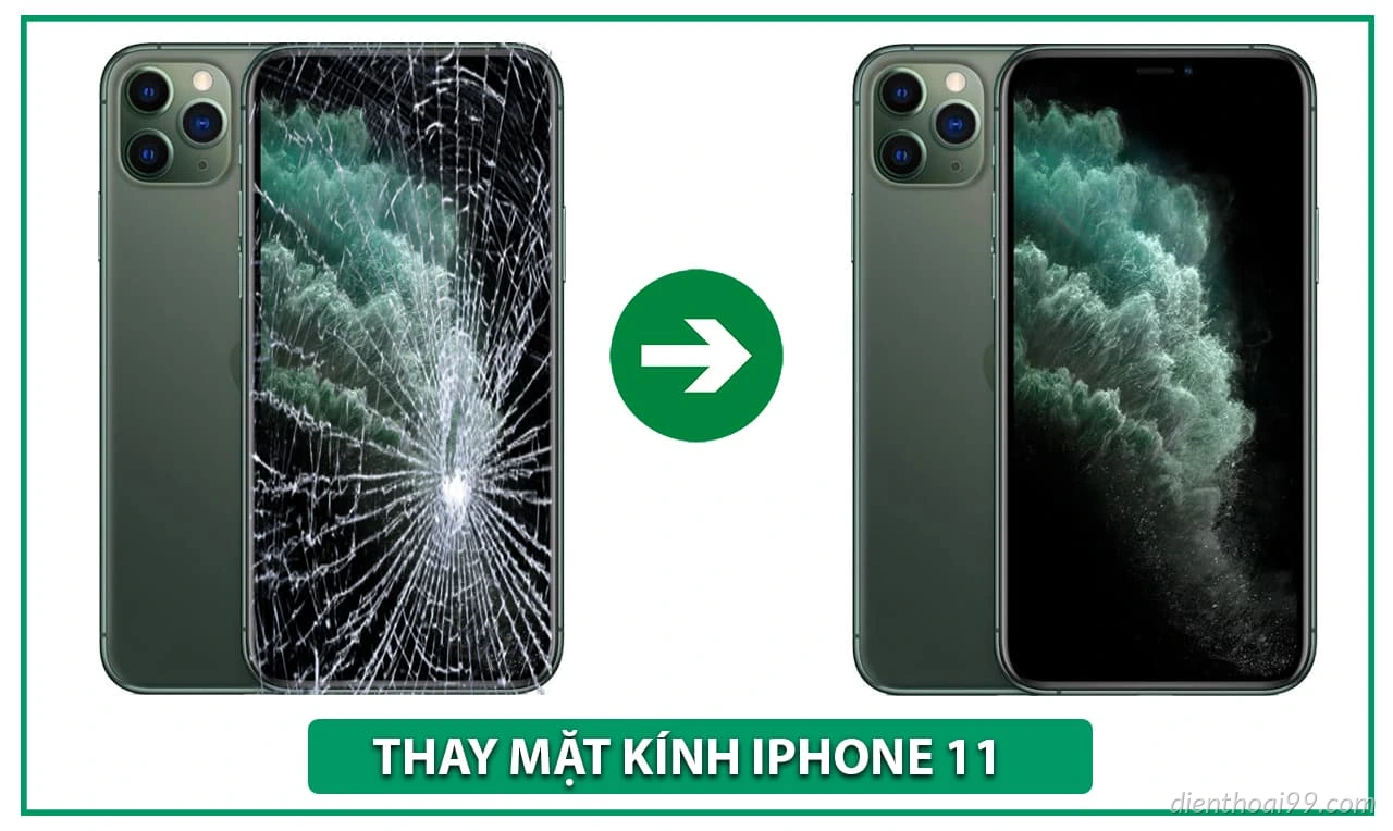 Ép kính iPhone 11Pro Tai Điện Thoại 99