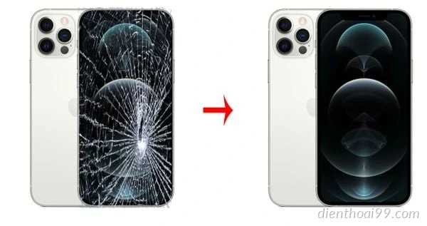 Ép kính iPhone 12Pro Tại Điện Thoại 99