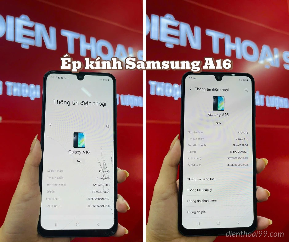 Ép kính Samsung A16 lấy ngay chuẩn đẹp tại Đà Nẵng