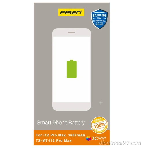 Pin Pisen Iphone 12 Pro Max chính hãng tại đà nẵng