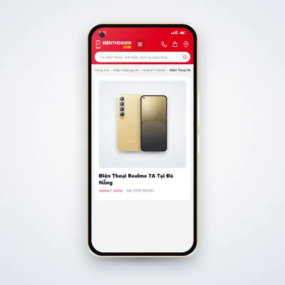 Điện thoại realme 7A đang mở trang sản phẩm trên dienthoai99.com (ảnh minh hoạ)