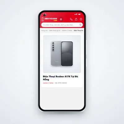 Điện thoại realme A17k đang mở trang sản phẩm trên dienthoai99.com (ảnh minh hoạ)