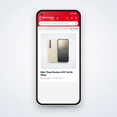 Điện thoại realme A5x đang mở trang sản phẩm trên dienthoai99.com (ảnh minh hoạ)