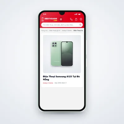 Điện thoại Samsung Galaxy A125 đang mở trang sản phẩm trên dienthoai99.com (ảnh minh hoạ)