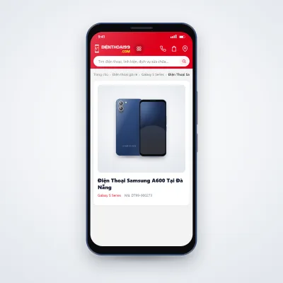 Điện thoại Samsung Galaxy A600 đang mở trang sản phẩm trên dienthoai99.com (ảnh minh hoạ)