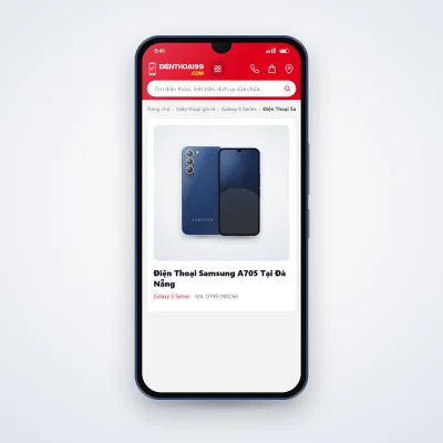 Điện thoại Samsung Galaxy A705 đang mở trang sản phẩm trên dienthoai99.com (ảnh minh hoạ)