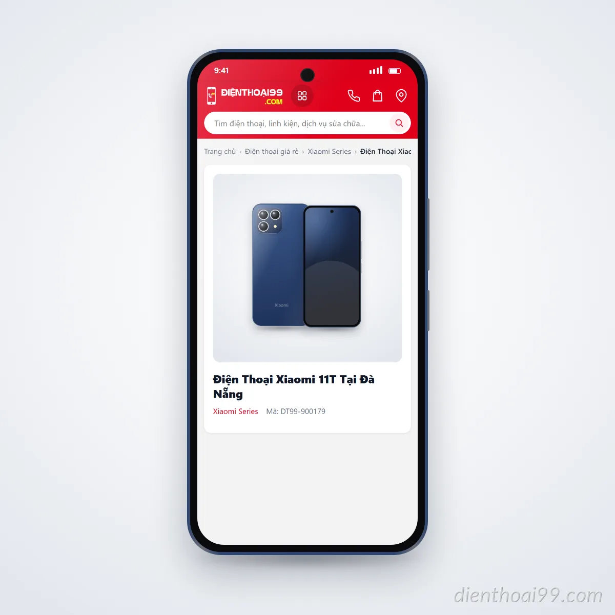 Điện thoại Xiaomi 11T đang mở trang sản phẩm trên dienthoai99.com (ảnh minh hoạ)
