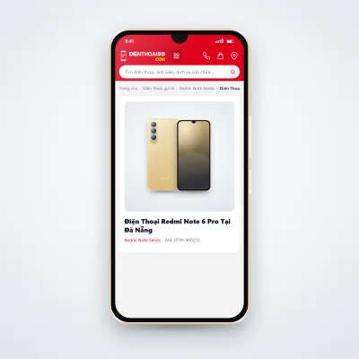 Điện thoại Redmi Note 6 Pro đang mở trang sản phẩm trên dienthoai99.com (ảnh minh hoạ)